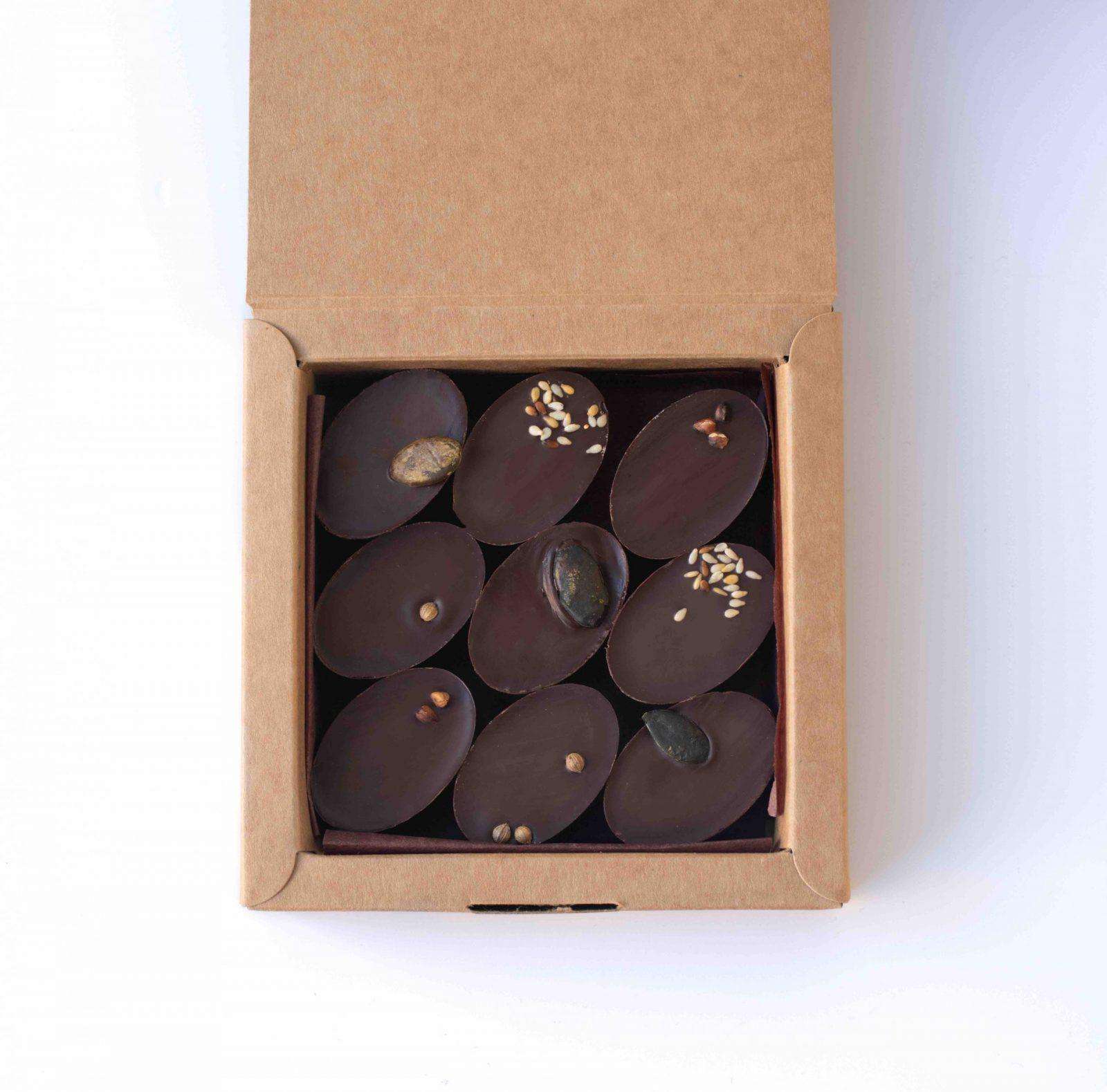 Boîtes de chocolats bio illustrées à offrir